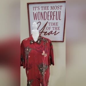 Tommy Bahama Christmas Hawaiian Shirt Mens Large